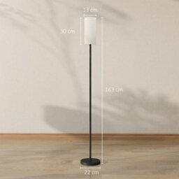 Homcom Floor Lamp With Linen Shade & Foot Switch For Living Room, White - thumbnail 3