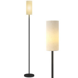 Homcom Floor Lamp With Linen Shade & Foot Switch For Living Room, White - thumbnail 2