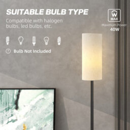 Homcom Floor Lamp With Linen Shade & Foot Switch For Living Room, White - thumbnail 7