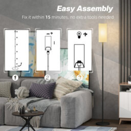 Homcom Floor Lamp With Linen Shade & Foot Switch For Living Room, White - thumbnail 6