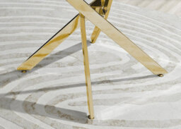 Furniturebox Uk Novara White Gloss Gold Leg 120Cm Round Dining Table & 4 Grey Pesaro Gold Leg Chairs - thumbnail 6