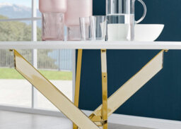 Furniturebox Uk Novara White Gloss Gold Leg 120Cm Round Dining Table & 4 Grey Pesaro Gold Leg Chairs - thumbnail 4