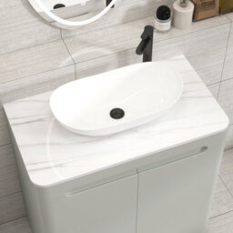 Royal Bathrooms Venice 800mm Dove Grey Freestanding Bathroom Countertop Vanity Unit 2 Door With Cesar Basin - thumbnail 6