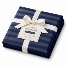Moonlight Bedding Pillow Cover Set Of 10 - Satin Stripe Pattern Microfiber Pillowcases Envelope Closure Bed Pillow Cover (Navy) - thumbnail 6