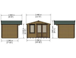 Shire Berryfield Log Cabin Home Office Garden Room Approx 11 X 8 Feet - thumbnail 3