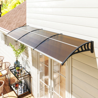 Outsunny Door Canopy Outdoor Awning Rain Shelter For Window Porch, Brown - image 1