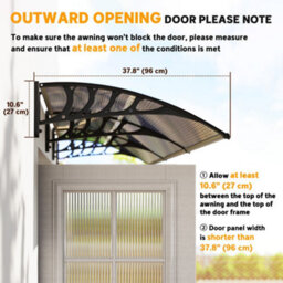 Outsunny Door Canopy Outdoor Awning Rain Shelter For Window Porch, Brown - thumbnail 7