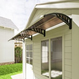 Outsunny Door Canopy Outdoor Awning Rain Shelter For Window Porch, Brown - thumbnail 9