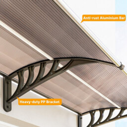 Outsunny Door Canopy Outdoor Awning Rain Shelter For Window Porch, Brown - thumbnail 8