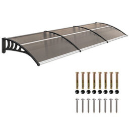 Outsunny Door Canopy Outdoor Awning Rain Shelter For Window Porch, Brown - thumbnail 2