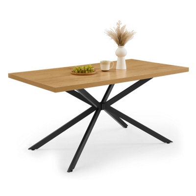 Vonhaus Dining Table, 6 Seater Kitchen Table For Dining Room, Rectangular Wood Effect With Black Cross Legs, W150 X D85Cm, Abel - image 1