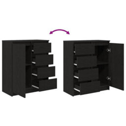 Berkfield Sideboard With Drawers Black Oak 71X35X84 Cm Engineered Wood - thumbnail 9