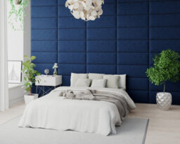 Aspire Easymount Wall Mounted Upholstered Panels, Modular Diy Headboard In Plush Velvet Fabric, Navy (Pack Of 2) - thumbnail 3