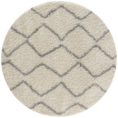 The Rugs Moroccan Shaggy Rugs And Runners Soft Fluffy Wavy Trellis Design High Pile Ivory And Grey Living Room Kitchen Hallway 800 - image 1