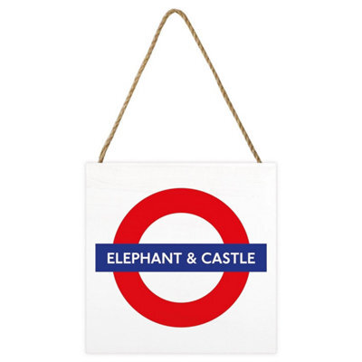 Transport For London Elephant & Castle Wooden Block White/red/blue (2.7Cm X 20Cm X 20Cm) - image 1