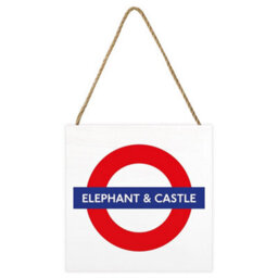 Transport For London Elephant & Castle Wooden Block White/red/blue (2.7Cm X 20Cm X 20Cm) - thumbnail 1