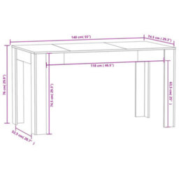 Vidaxl Dining Table Grey Sonoma 140X74.5X76 Cm Engineered Wood - thumbnail 9