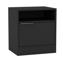 Urbn-Living Urbnliving 49.5Cm Height 2 Pcs 1-Door Bedside Black Table Cabinet Nightstand Storage Shelf Unit Bedroom Furniture - thumbnail 6