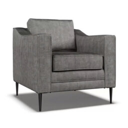 Aspen Grey Velvet Armchair, Reversible Foam Seat & Back Cushions, Piped Detailing, Black Metal Stiletto Legs - thumbnail 3