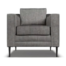 Aspen Grey Velvet Armchair, Reversible Foam Seat & Back Cushions, Piped Detailing, Black Metal Stiletto Legs - thumbnail 4
