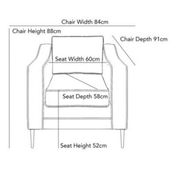 Aspen Grey Velvet Armchair, Reversible Foam Seat & Back Cushions, Piped Detailing, Black Metal Stiletto Legs - thumbnail 2