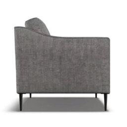 Aspen Grey Velvet Armchair, Reversible Foam Seat & Back Cushions, Piped Detailing, Black Metal Stiletto Legs - thumbnail 5