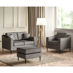 Aspen Grey Velvet Armchair, Reversible Foam Seat & Back Cushions, Piped Detailing, Black Metal Stiletto Legs - thumbnail 6