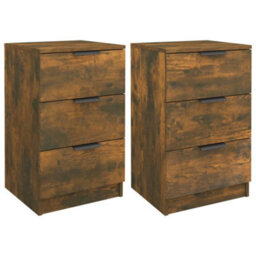 Berkfield Modern Bedside Cabinets 2 Pcs Smoked Oak 40X36X65 Cm - thumbnail 1