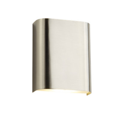 Lighting Collection Match Box 2 Light Led Wall Light - Satin Silver & Frosted Glass - image 1