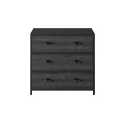 Wyld Haus Como 3-Drawer Chest In Black Faux Concrete With Metal Cup Handles - thumbnail 2
