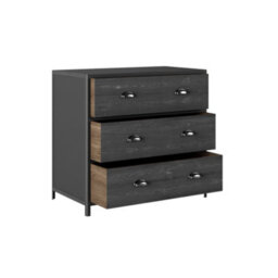 Wyld Haus Como 3-Drawer Chest In Black Faux Concrete With Metal Cup Handles - thumbnail 3