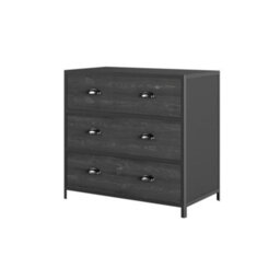 Wyld Haus Como 3-Drawer Chest In Black Faux Concrete With Metal Cup Handles - thumbnail 4