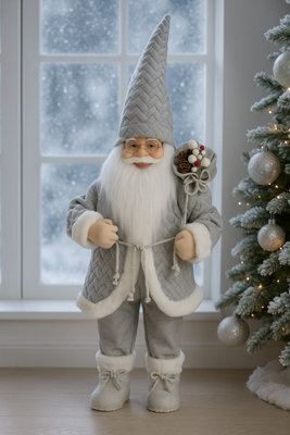 Marco Paul 85Cm Standing Santa Claus Christmas Decoration - Grey - image 1