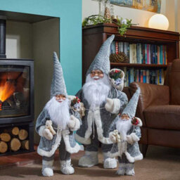 Marco Paul 85Cm Standing Santa Claus Christmas Decoration - Grey - thumbnail 8