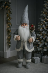 Marco Paul 85Cm Standing Santa Claus Christmas Decoration - Grey - thumbnail 4