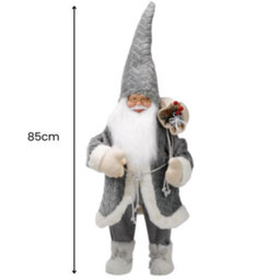 Marco Paul 85Cm Standing Santa Claus Christmas Decoration - Grey - thumbnail 2