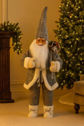 Marco Paul 85Cm Standing Santa Claus Christmas Decoration - Grey - thumbnail 5