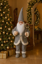 Marco Paul 85Cm Standing Santa Claus Christmas Decoration - Grey - thumbnail 6