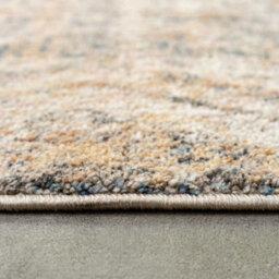 Loomed Blue Beige Distressed Diamond Soft Living Area Rug 80X150Cm - thumbnail 5