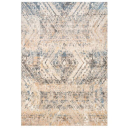 Loomed Blue Beige Distressed Diamond Soft Living Area Rug 80X150Cm - thumbnail 6
