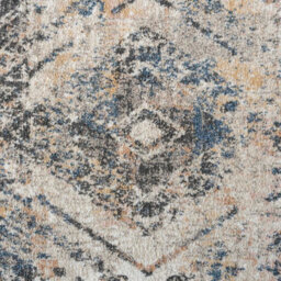 Loomed Blue Beige Distressed Diamond Soft Living Area Rug 80X150Cm - thumbnail 3