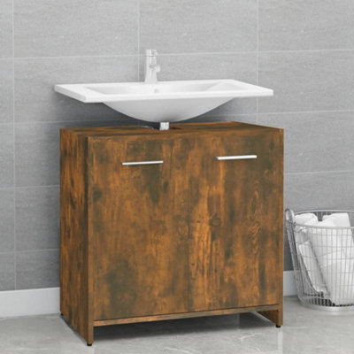 Berkfield Bathroom Cabinet Smoked Oak 60X33X60 Cm Engineered Wood - image 1