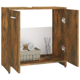 Berkfield Bathroom Cabinet Smoked Oak 60X33X60 Cm Engineered Wood - thumbnail 4