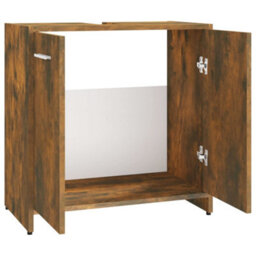 Berkfield Bathroom Cabinet Smoked Oak 60X33X60 Cm Engineered Wood - thumbnail 6