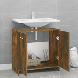 Berkfield Bathroom Cabinet Smoked Oak 60X33X60 Cm Engineered Wood - thumbnail 3