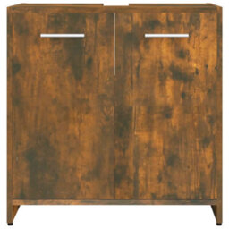 Berkfield Bathroom Cabinet Smoked Oak 60X33X60 Cm Engineered Wood - thumbnail 5