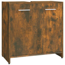 Berkfield Bathroom Cabinet Smoked Oak 60X33X60 Cm Engineered Wood - thumbnail 2