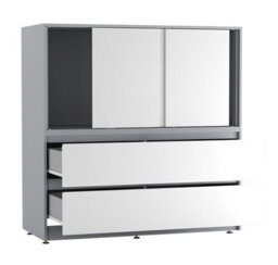 Urbn-Living Urbnliving 120Cm Height Grey With 3 Sliding White Door 4 Drawer  Bedside Cabinet Storage End Unit Bedroom Furniture - thumbnail 6
