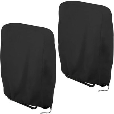 2Pcs Protective Cover For Folding Chair, Waterproof Outdoor Garden Chair 210D Oxford Fabric Wind Resistant, Stackable (Black) - image 1