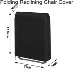 2Pcs Protective Cover For Folding Chair, Waterproof Outdoor Garden Chair 210D Oxford Fabric Wind Resistant, Stackable (Black) - thumbnail 2